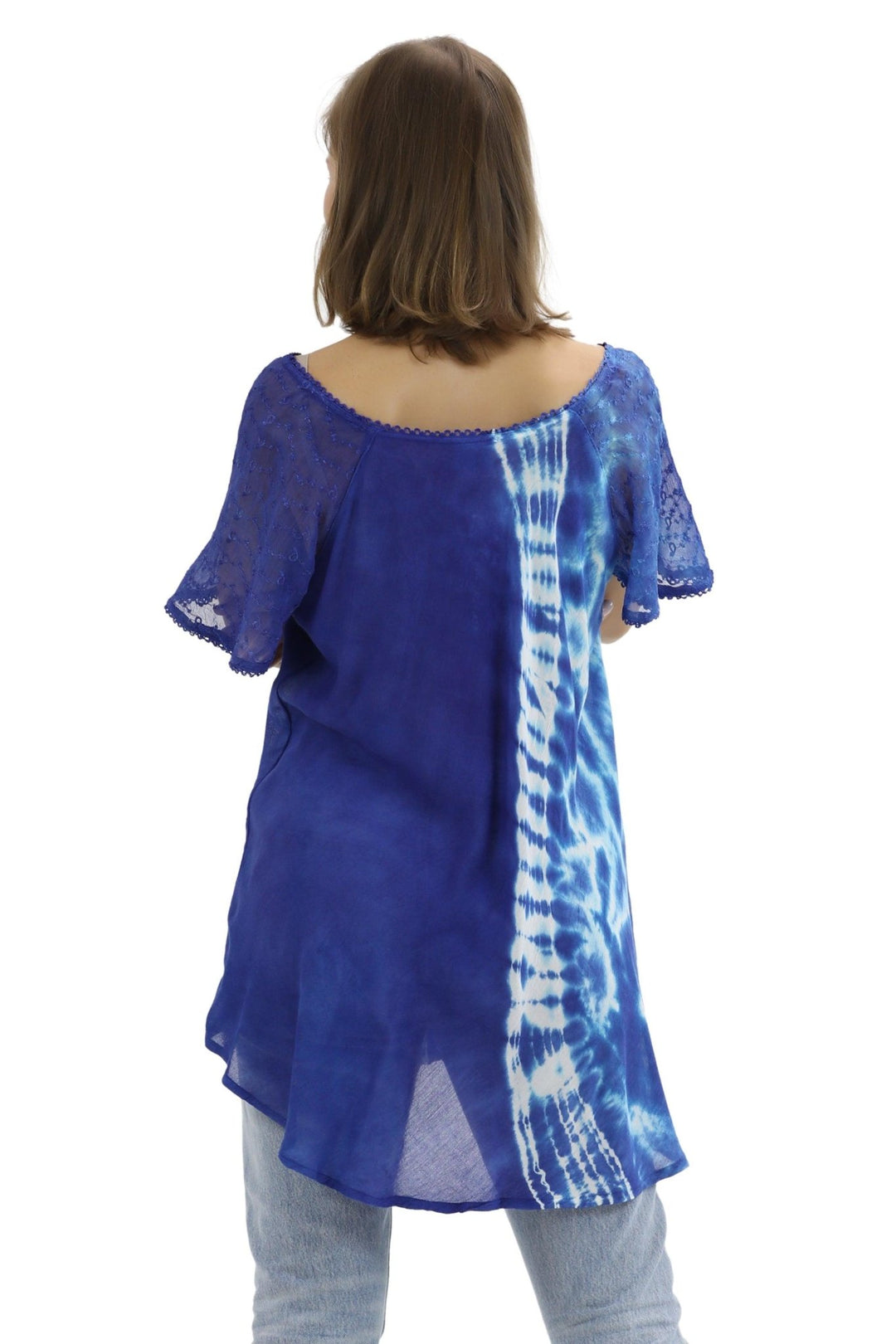 Ocean Tide Tie-Dye Cap Sleeve Blouse 18718 - Advance Apparels Inc