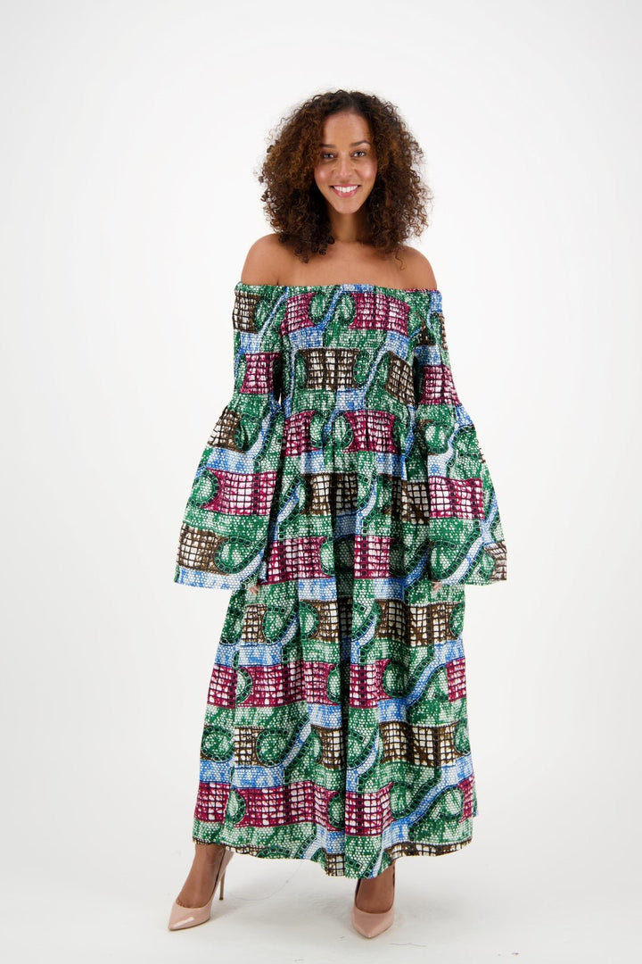 Off Shoulder African Print Maxi Dress 2190-37 - Advance Apparels Inc