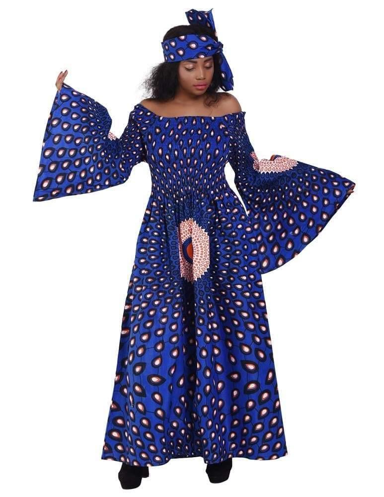 Off Shoulder African Print Maxi Dress 2190 - Advance Apparels Inc