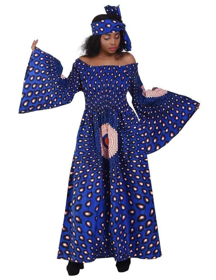 Off Shoulder African Print Maxi Dress 2190 - Advance Apparels Inc