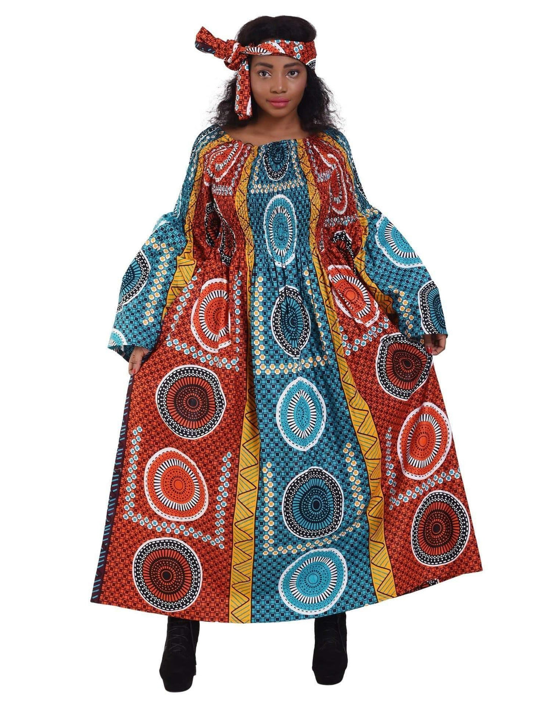 Off Shoulder African Print Maxi Dress 2190 - Advance Apparels Inc