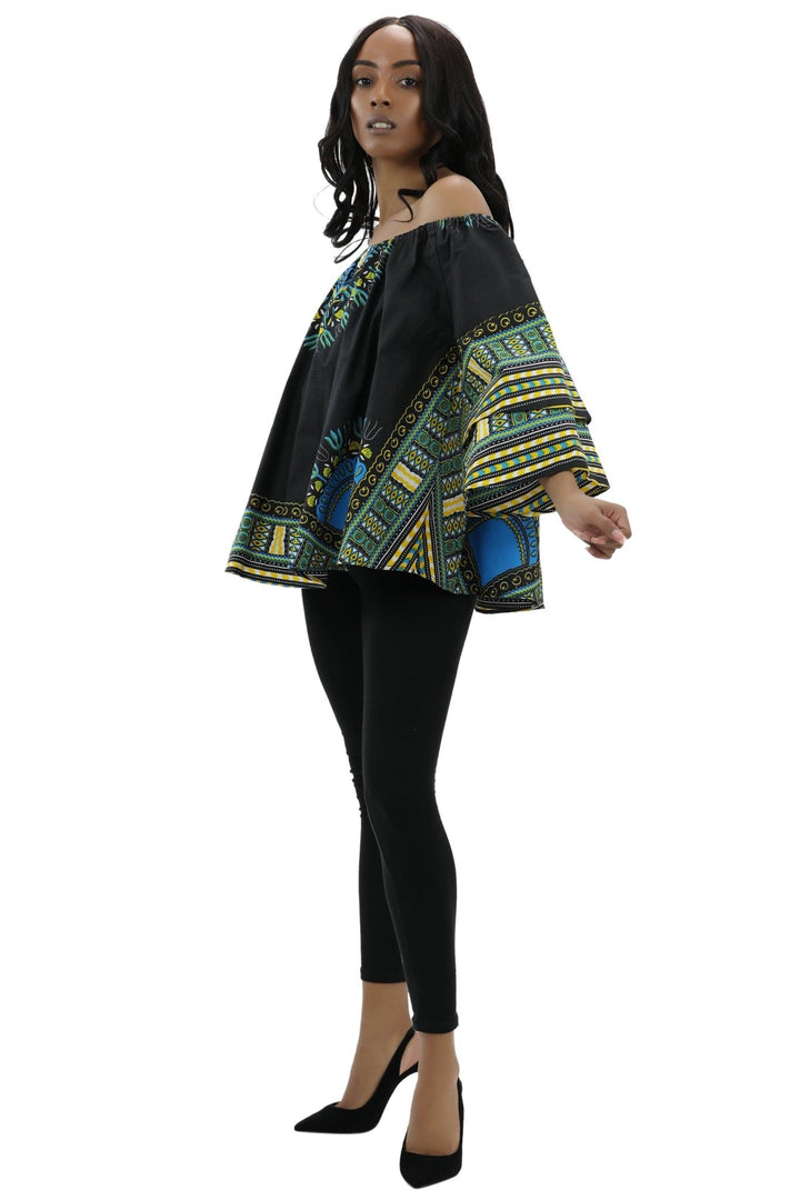 Off Shoulder Ankara - Dashiki Print Blouse 168 - Advance Apparels Inc