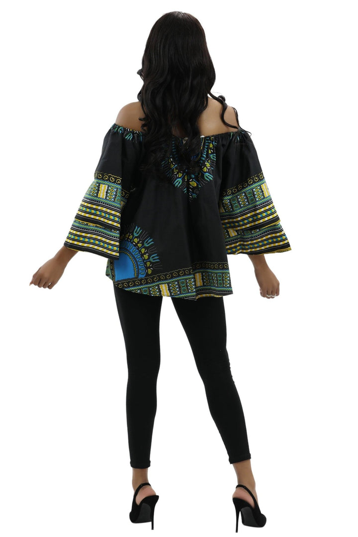 Off Shoulder Ankara - Dashiki Print Blouse 168 - Advance Apparels Inc