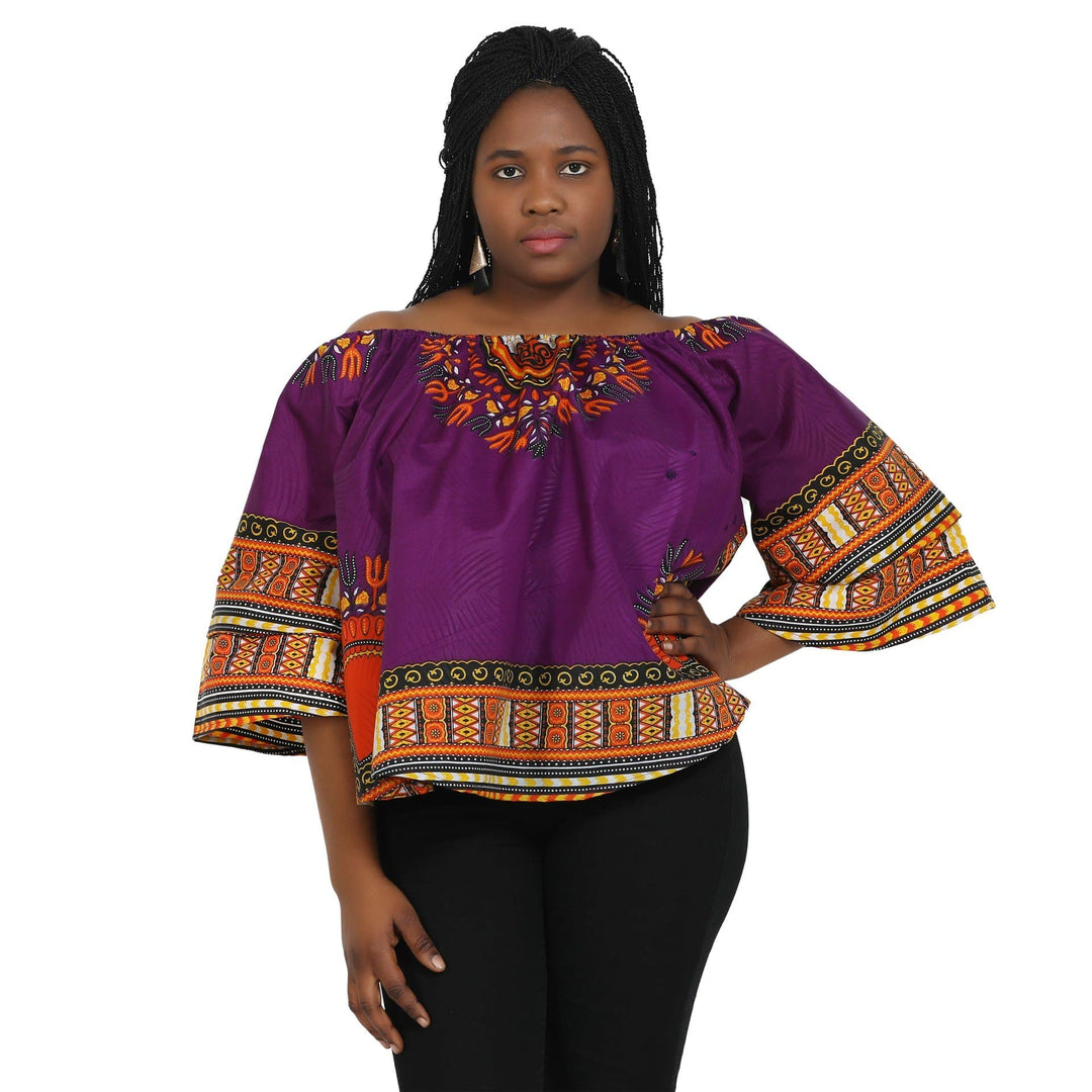 Off Shoulder Ankara - Dashiki Print Blouse 168 - Advance Apparels Inc