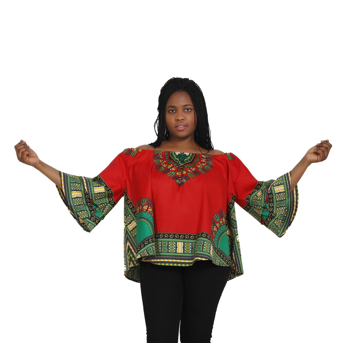 Off Shoulder Ankara - Dashiki Print Blouse 168 - Advance Apparels Inc