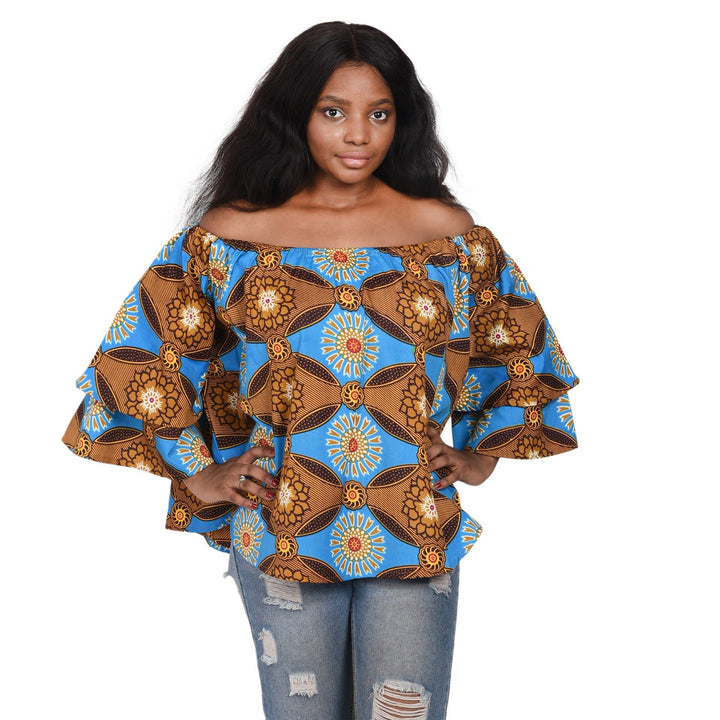 Off Shoulder Ankara - Dashiki Print Blouse 168 - Advance Apparels Inc