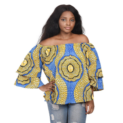 Off Shoulder Ankara - Dashiki Print Blouse 168 - Advance Apparels Inc