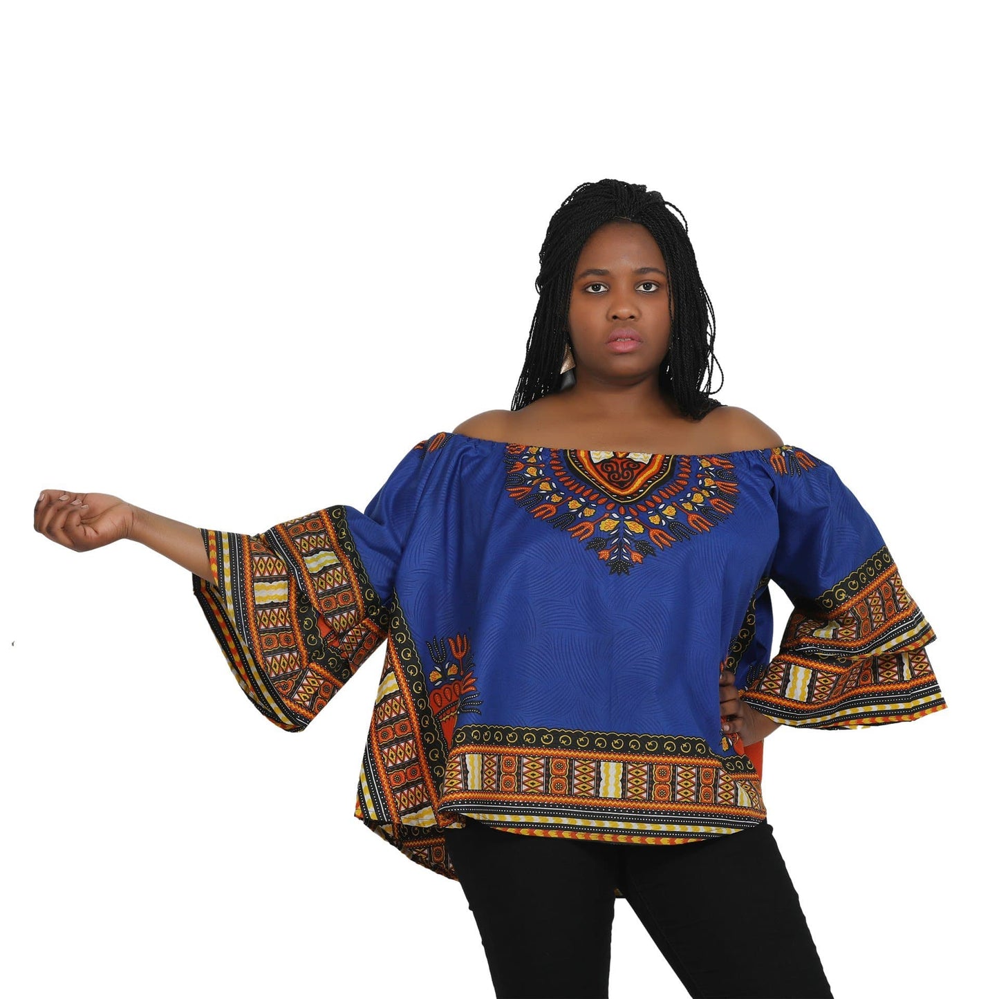 Off Shoulder Ankara - Dashiki Print Blouse 168 - Advance Apparels Inc