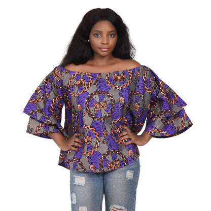 Off Shoulder Ankara - Dashiki Print Blouse 168 - Advance Apparels Inc