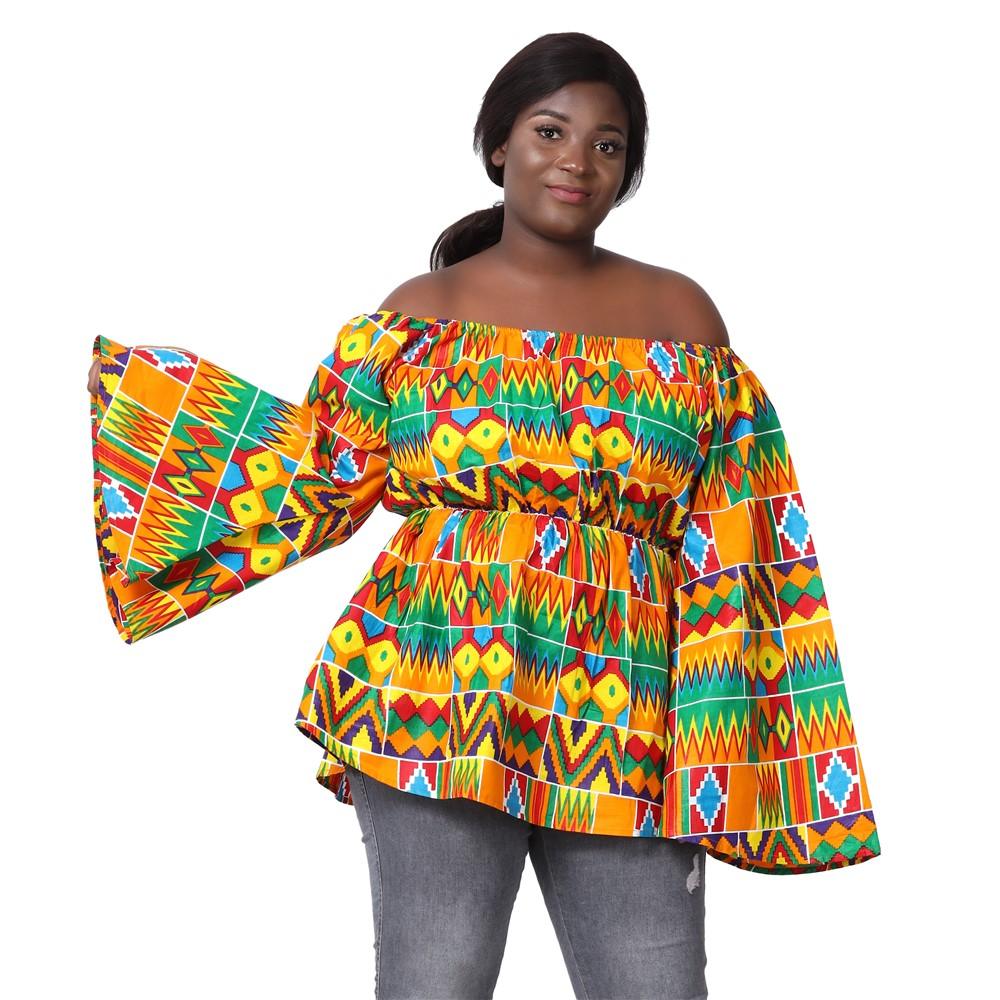 Off Shoulder Bell Sleeve Ankara Blouse 2230 - Advance Apparels Inc