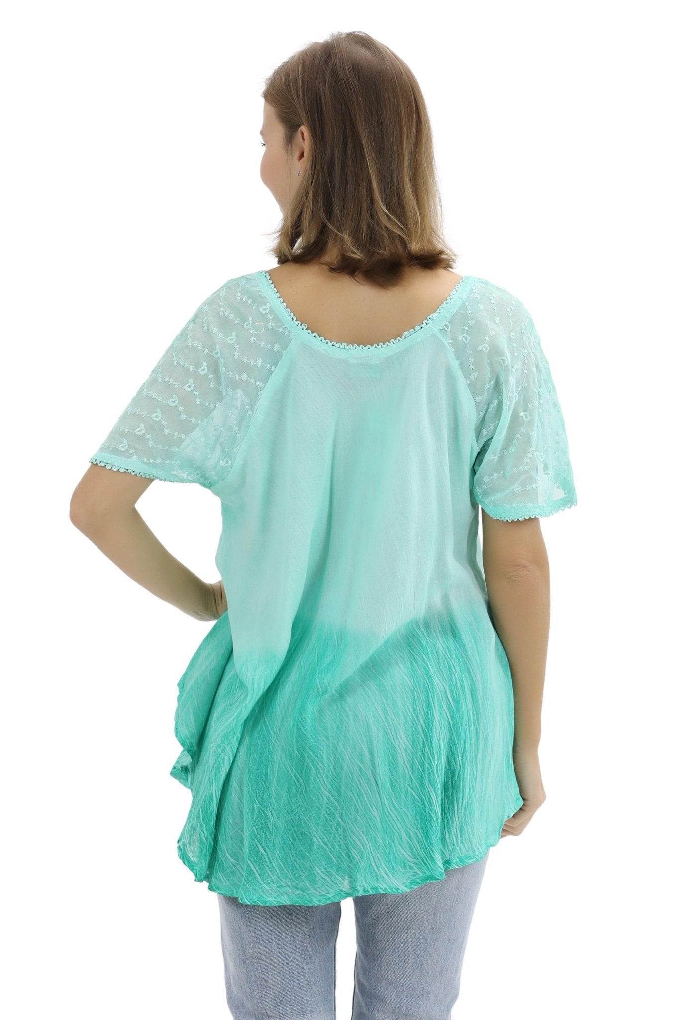 Ombre Tie Dye Cap Sleeve Blouse 11784 - Advance Apparels Inc