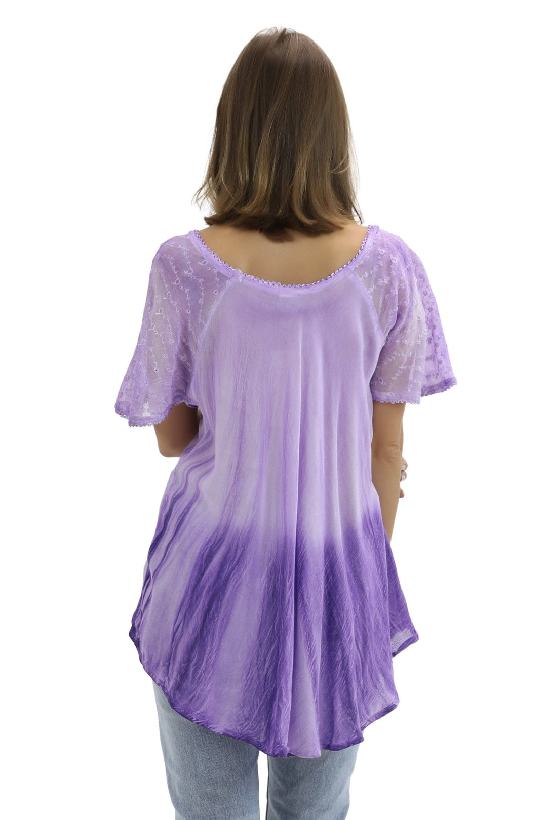 Ombre Tie Dye Cap Sleeve Blouse 11784 - Advance Apparels Inc