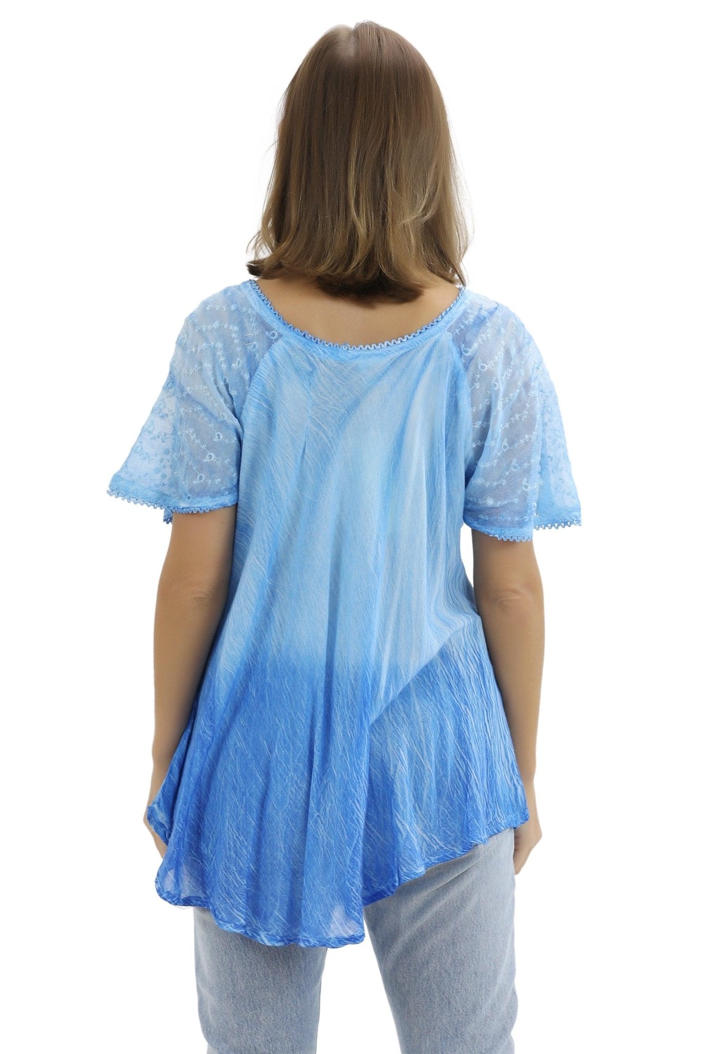 Ombre Tie Dye Cap Sleeve Blouse 11784 - Advance Apparels Inc