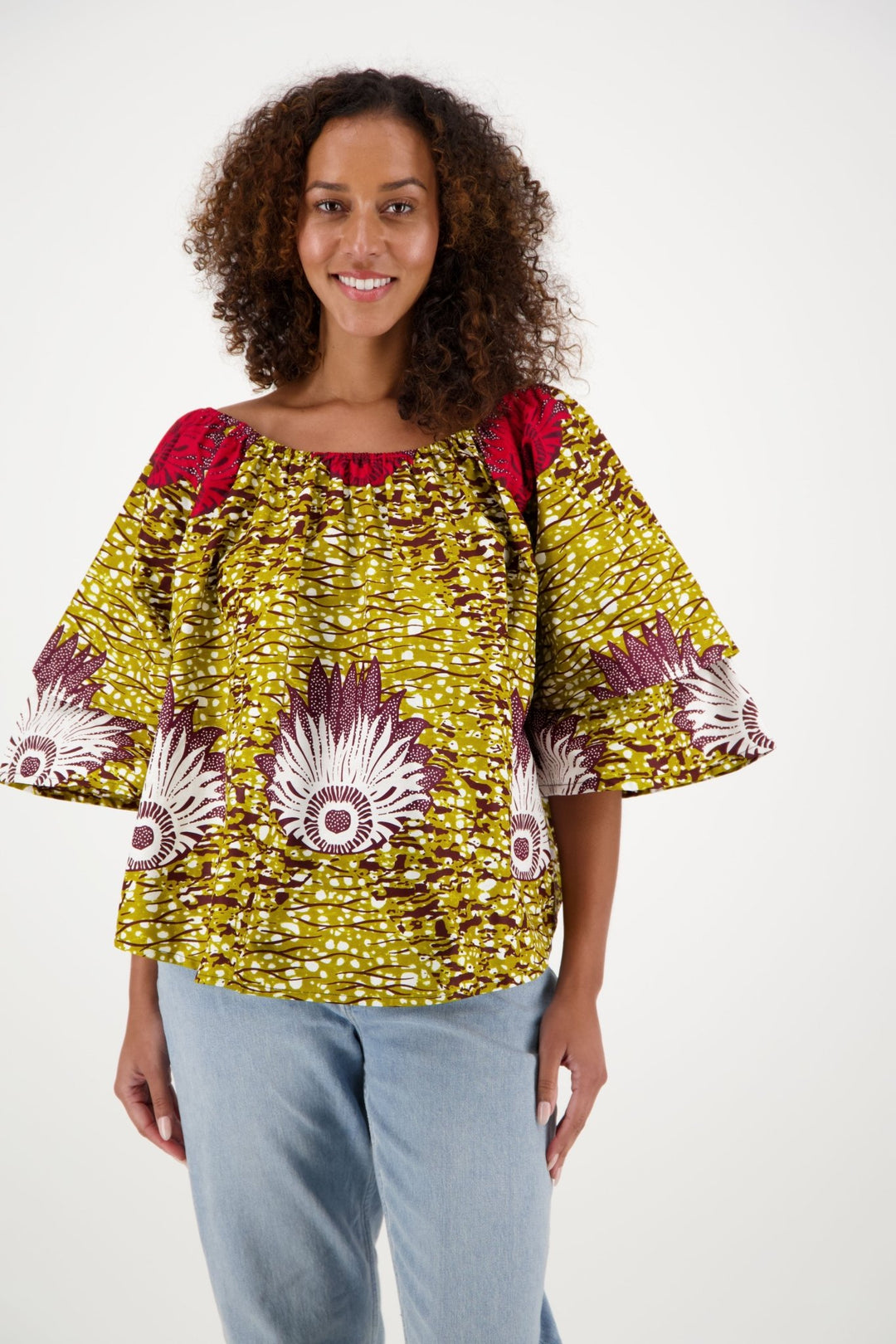 On/Off Shoulder African Print Blouse 166-25 - Advance Apparels Inc