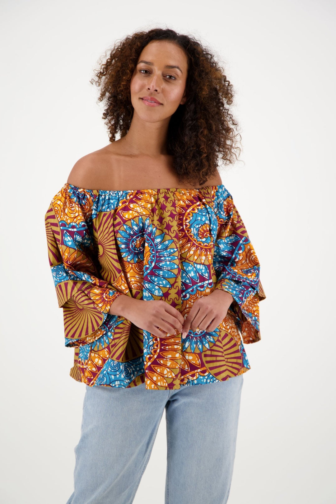 On/Off Shoulder African Print Blouse 166-410 - Advance Apparels Inc