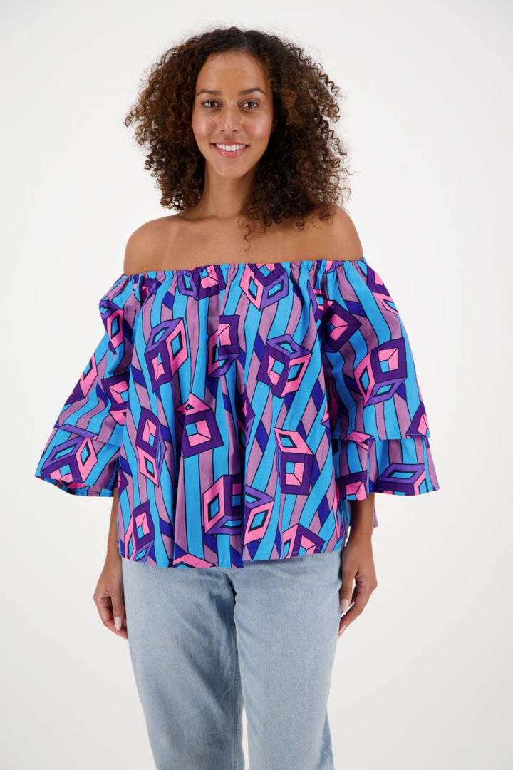 On/Off Shoulder African Print Blouse 166-46 - Advance Apparels Inc