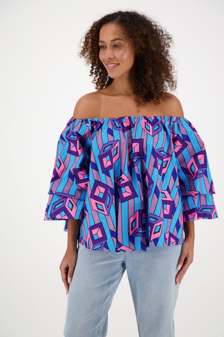 On/Off Shoulder African Print Blouse 166-46 - Advance Apparels Inc