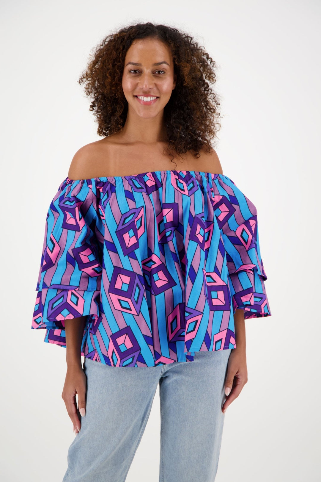 On/Off Shoulder African Print Blouse 166-46 - Advance Apparels Inc