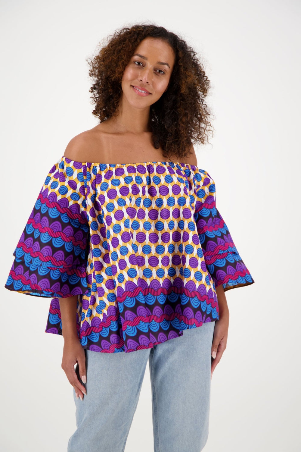 On/Off Shoulder African Print Blouse 166-8 - Advance Apparels Inc