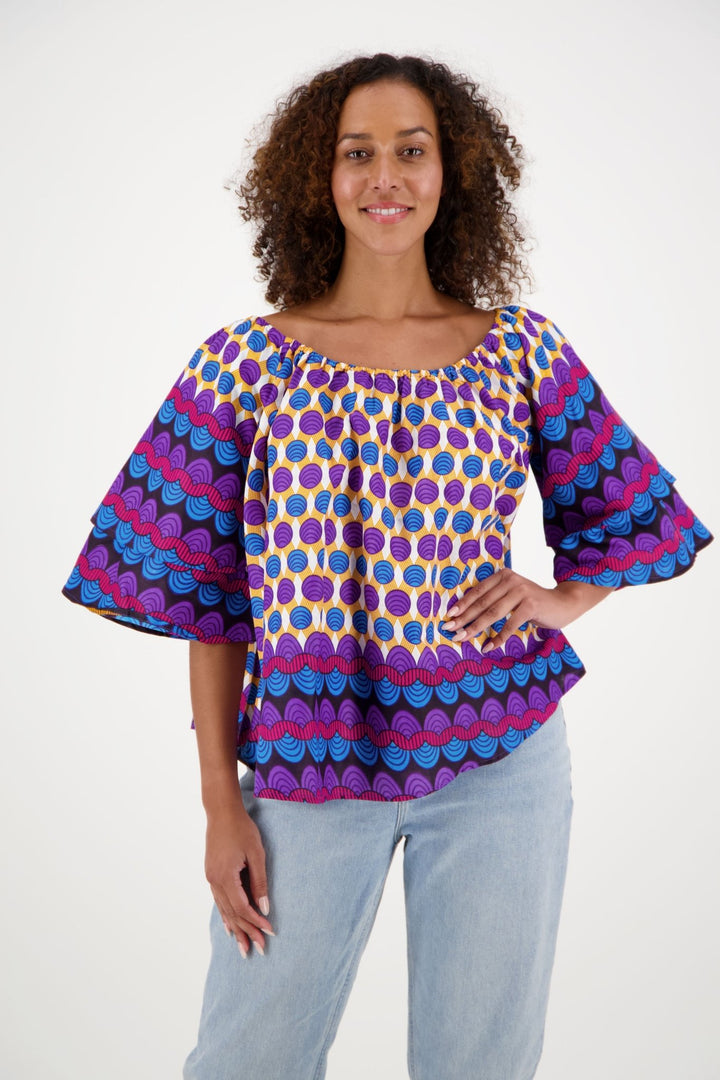 On/Off Shoulder African Print Blouse 166-8 - Advance Apparels Inc