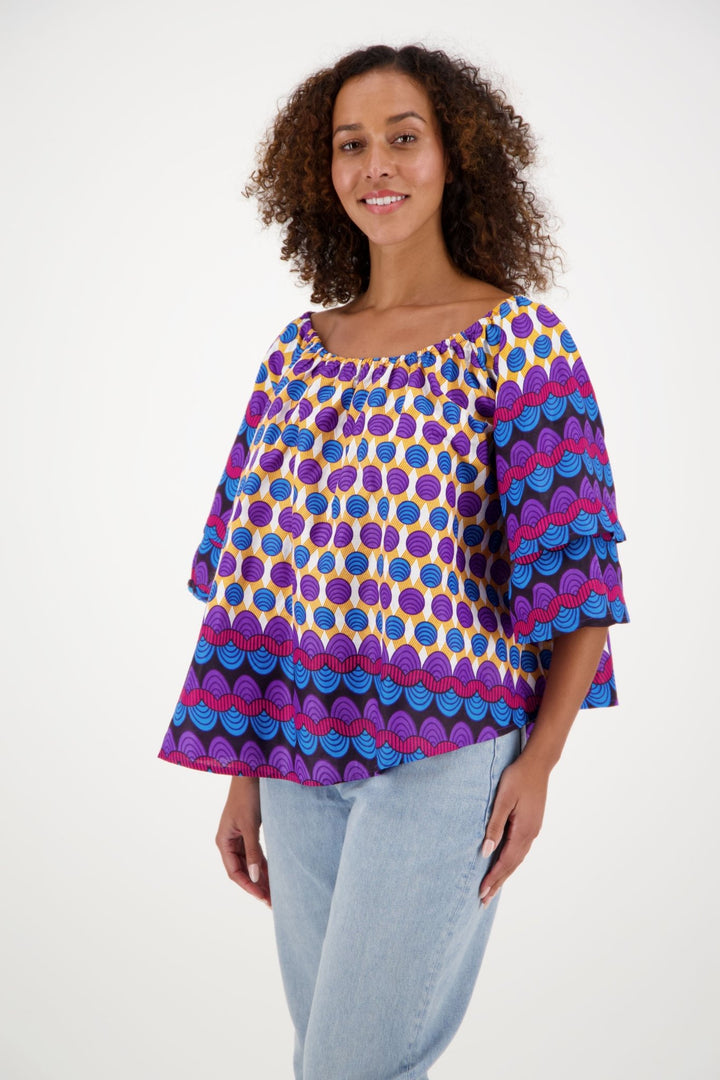 On/Off Shoulder African Print Blouse 166-8 - Advance Apparels Inc