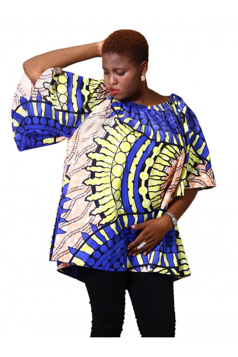 On/Off Shoulder Ankara Print Blouse 171 - Advance Apparels Inc