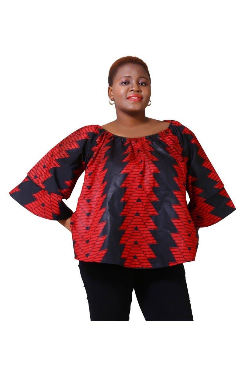 On/Off Shoulder Ankara Print Blouse 19166 - Advance Apparels Inc