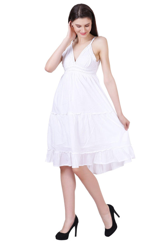 Open Back White Cotton Dress 96005 - Advance Apparels Inc