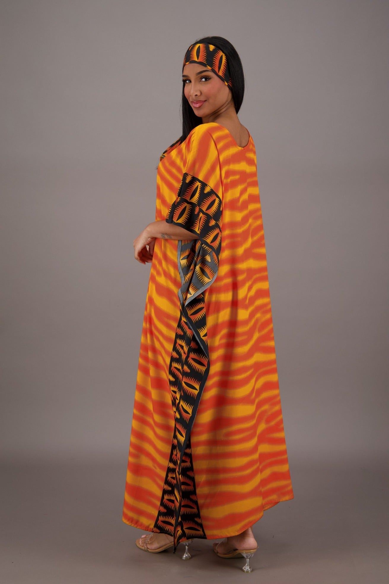 Orange Zebra Print Kaftan KAF-42202 - Advance Apparels Inc