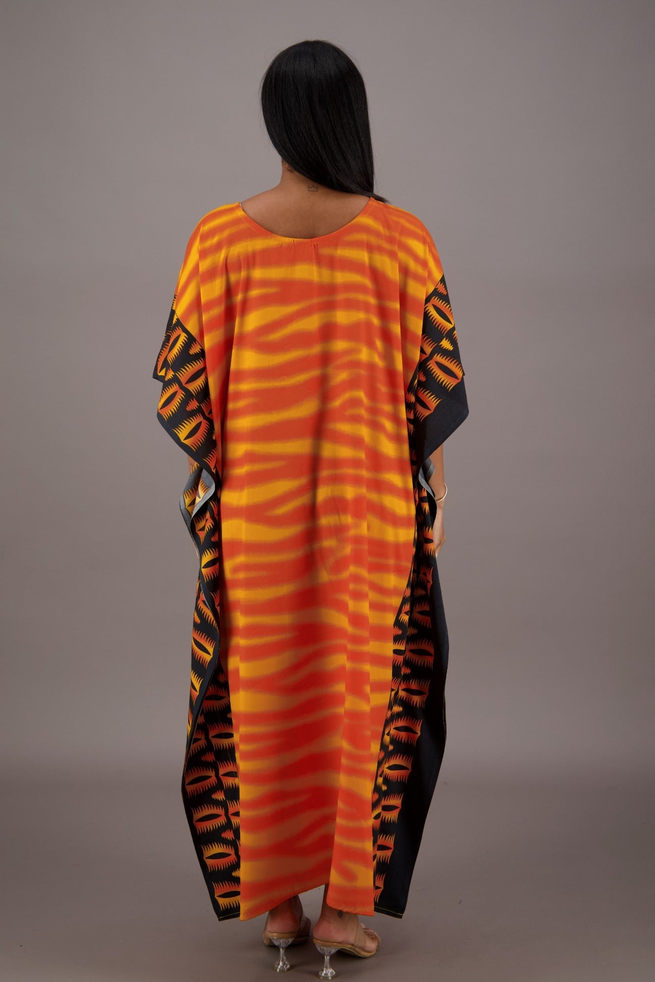 Orange Zebra Print Kaftan KAF-42202 - Advance Apparels Inc