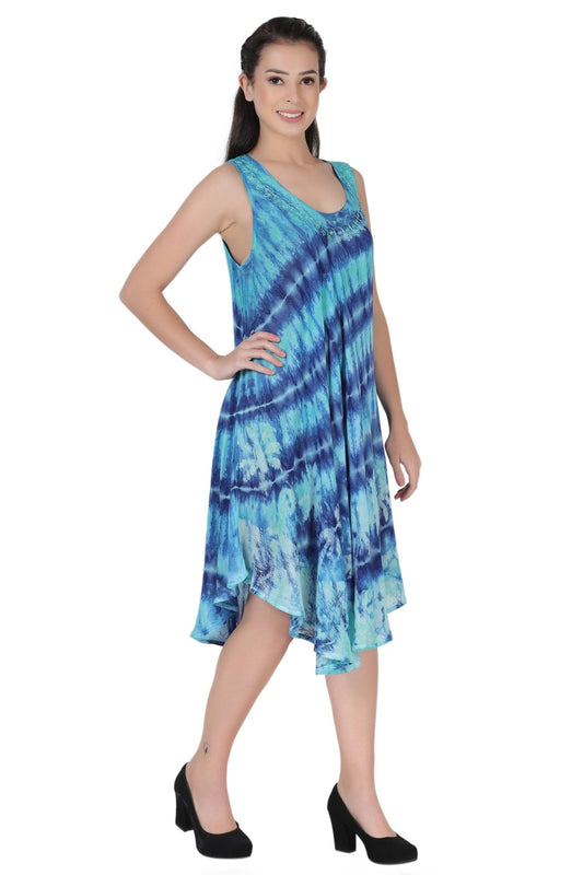 Palm Tree Block Print Dress 422211R - Advance Apparels Inc