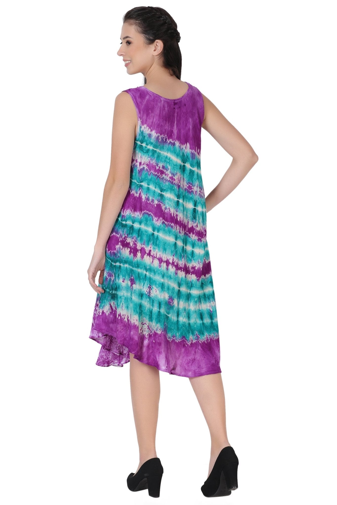 Palm Tree Block Print Dress 422211R - Advance Apparels Inc