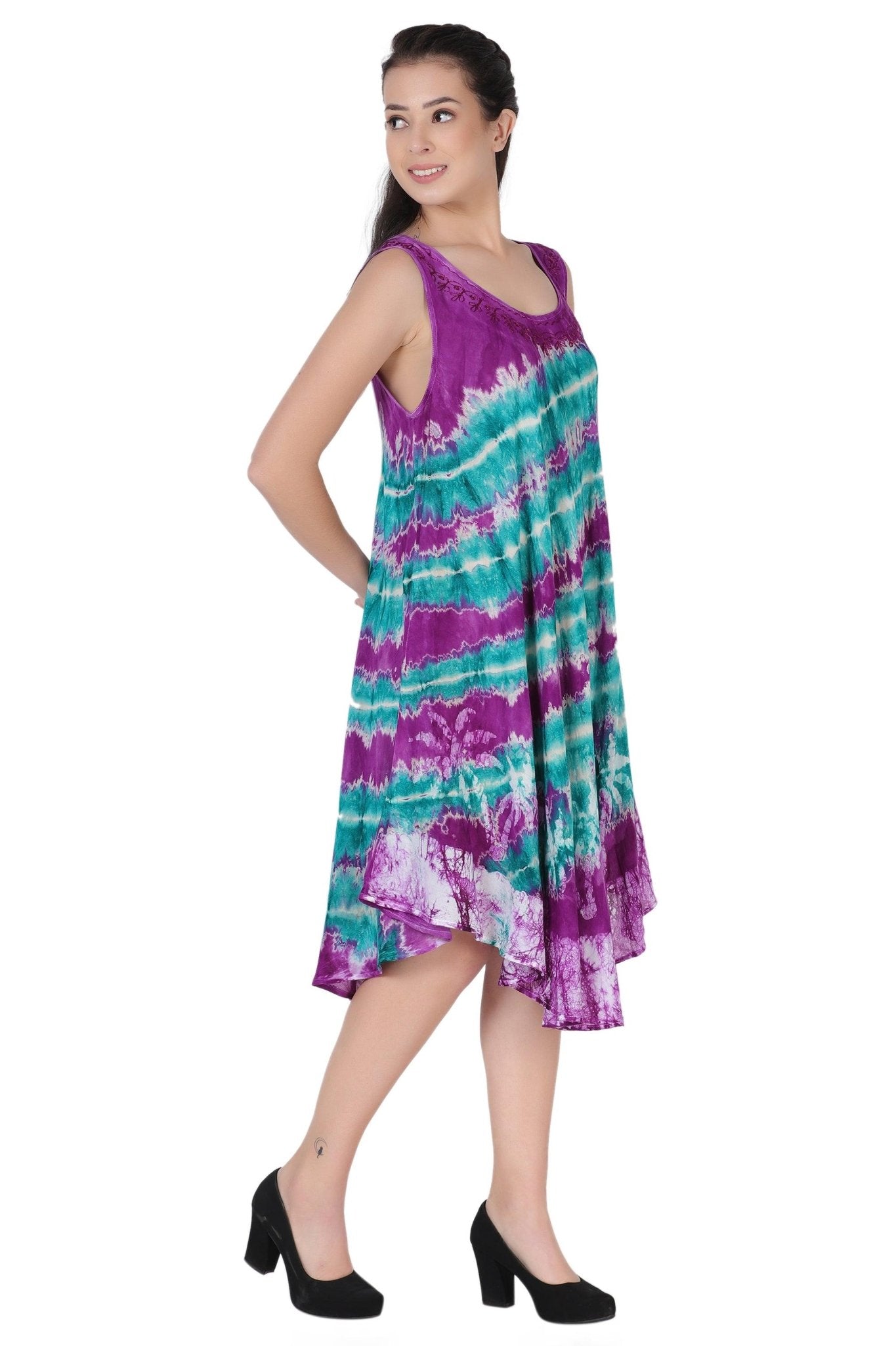 Palm Tree Block Print Dress 422211R - Advance Apparels Inc