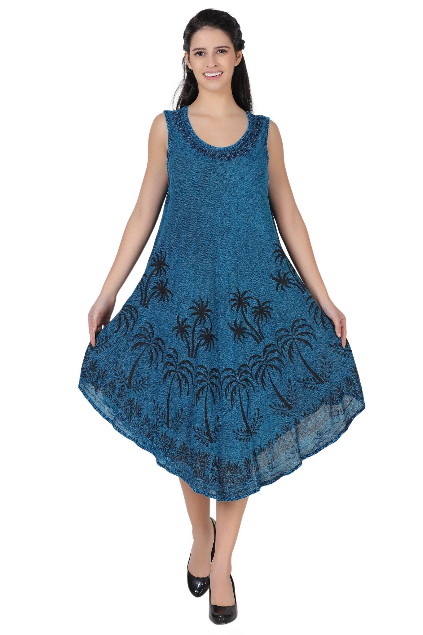 Palm Tree Block Print Dress 482157 - Advance Apparels Inc