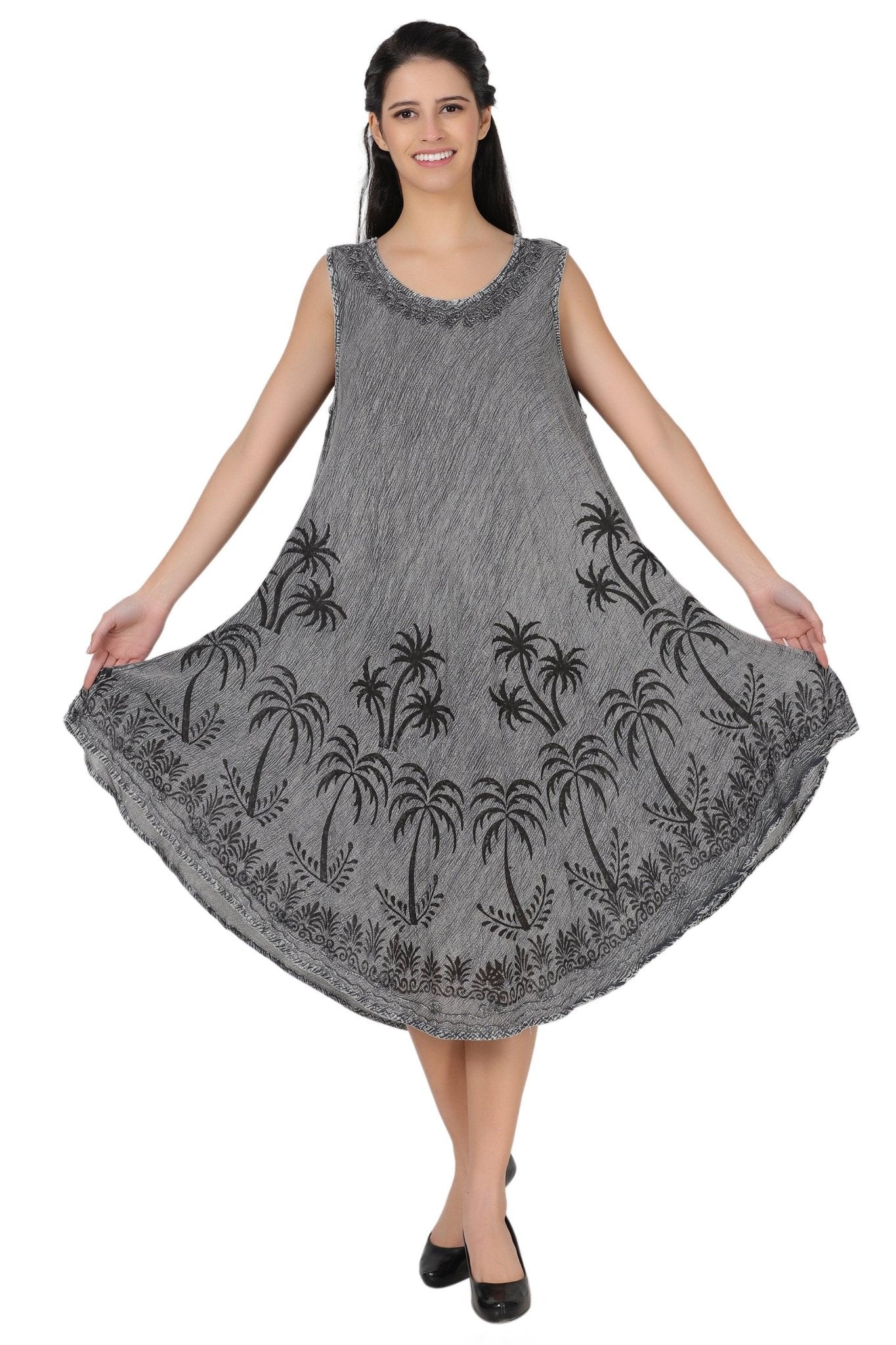 Palm Tree Block Print Dress 482157 - Advance Apparels Inc