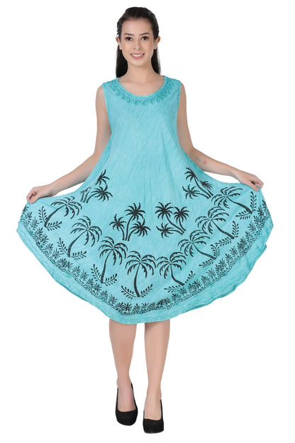 Palm Tree Block Print Dress 482157 - Advance Apparels Inc