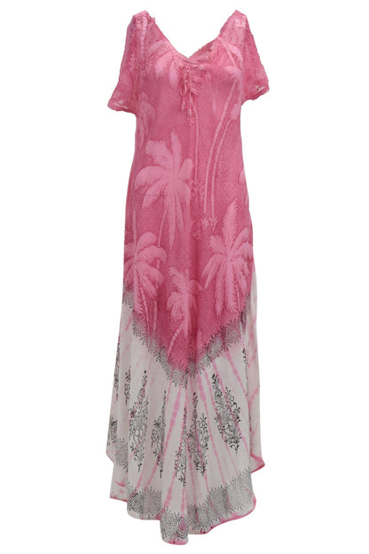 Palm Tree Block Print Tie Dye Dress 18603 - Advance Apparels Inc