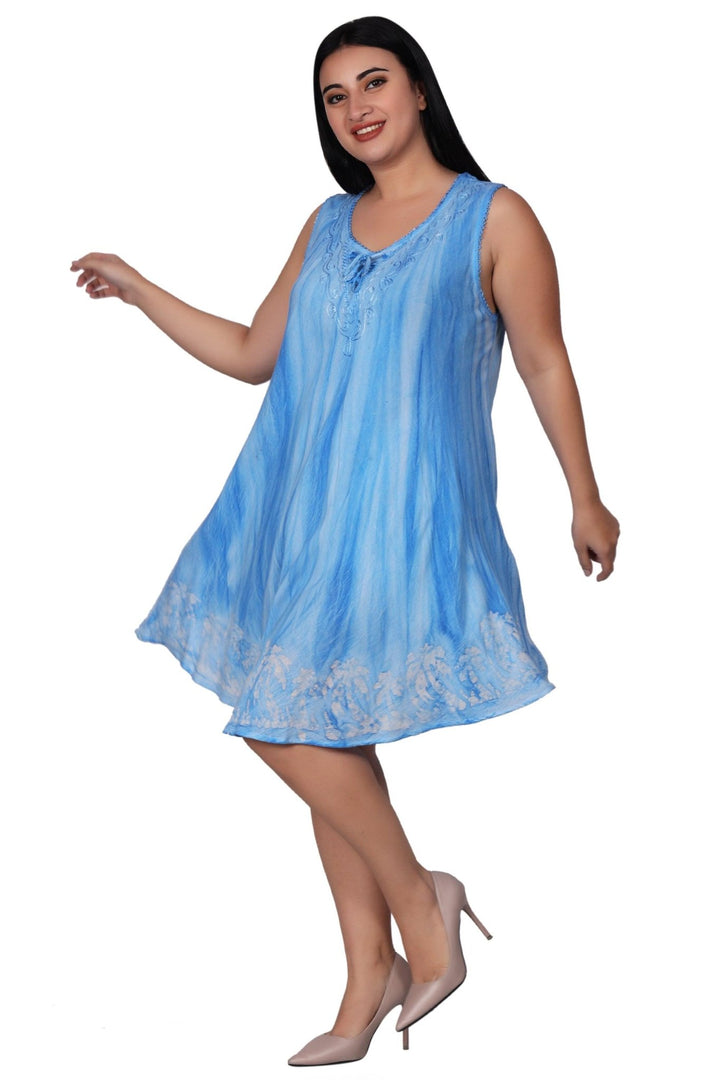 Palm Tree Border Print Tie Dye Dress 362202RD - Advance Apparels Inc