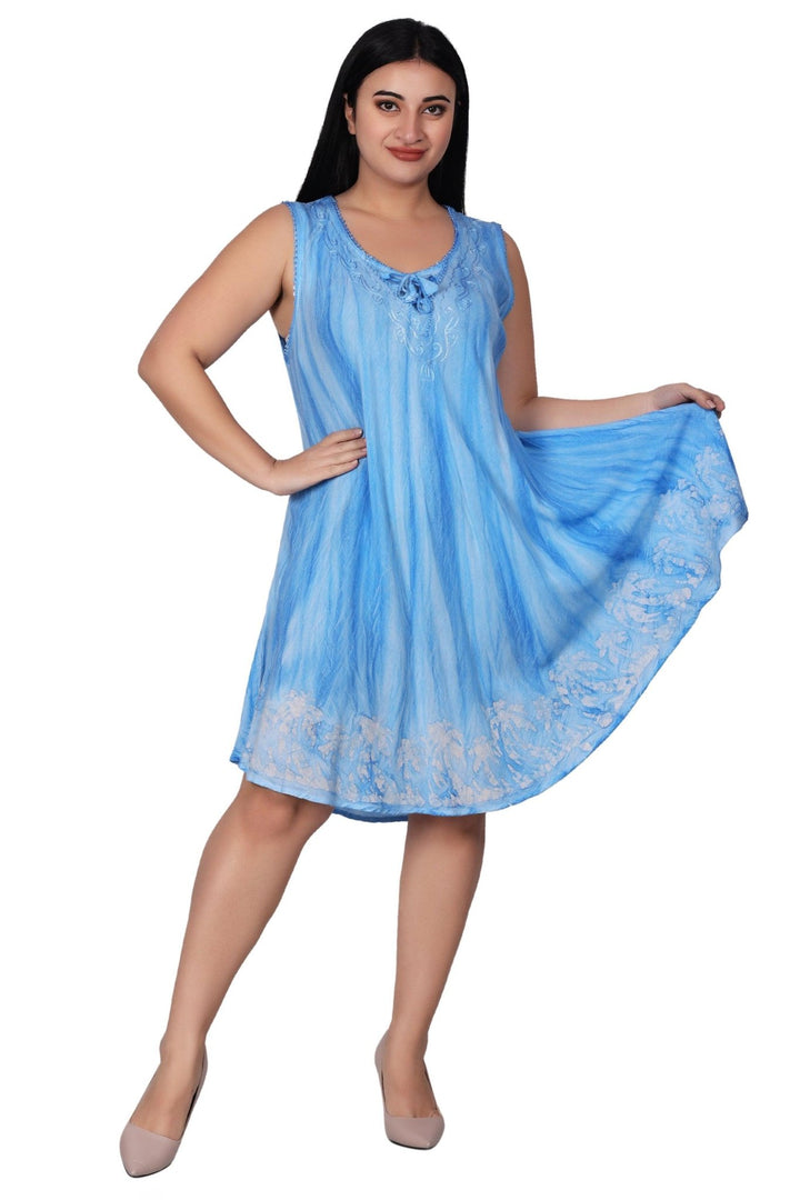 Palm Tree Border Print Tie Dye Dress 362202RD - Advance Apparels Inc