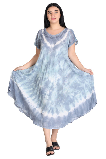 Pastel Cap Sleeve Tie Dye Dress 522140SLV - Advance Apparels Inc