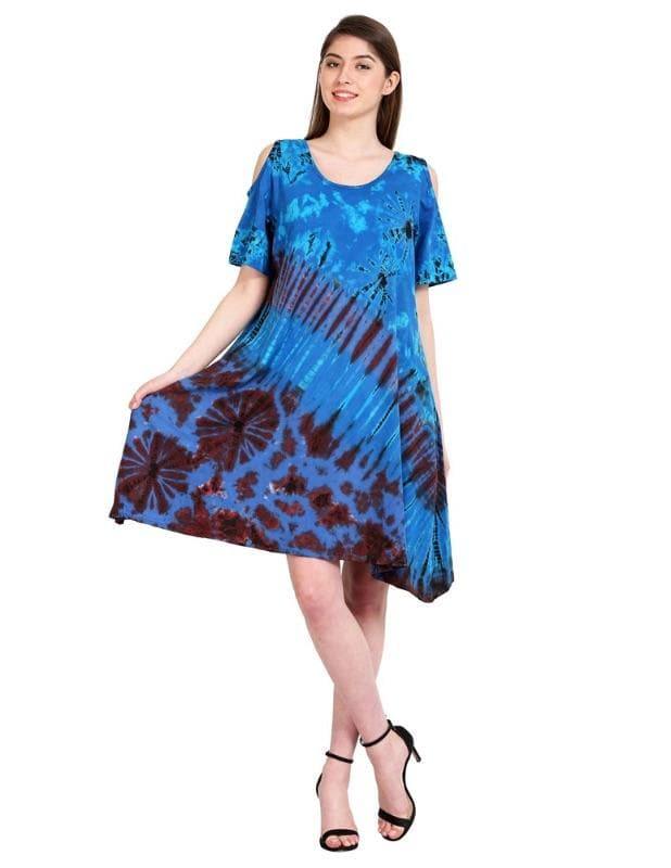 Peekaboo Shoulder Spandex Tie Dye Dress 19441 - Advance Apparels Inc