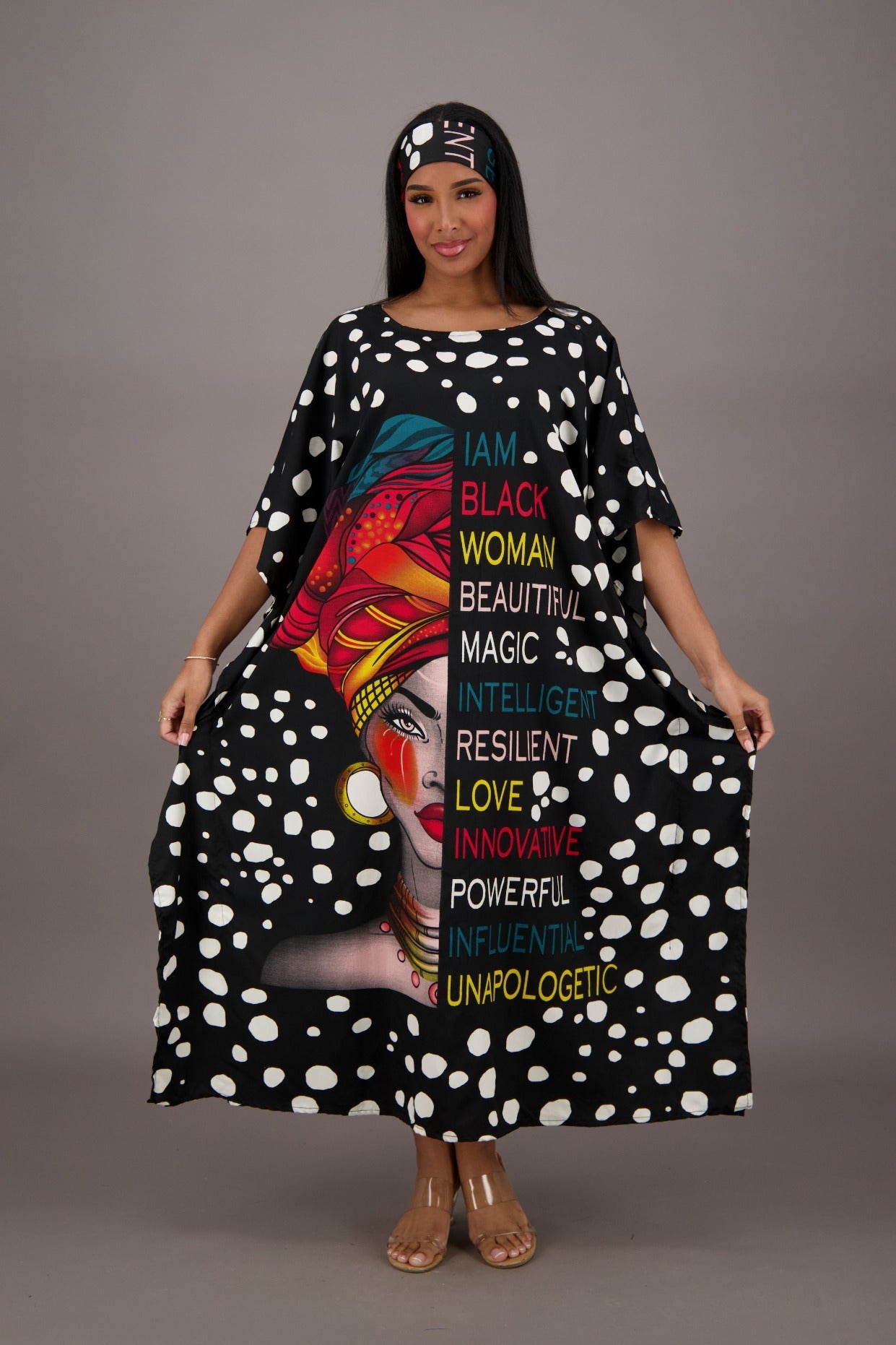 Polka Dot Empowerment Print Kaftan KAF-42204 - Advance Apparels Inc