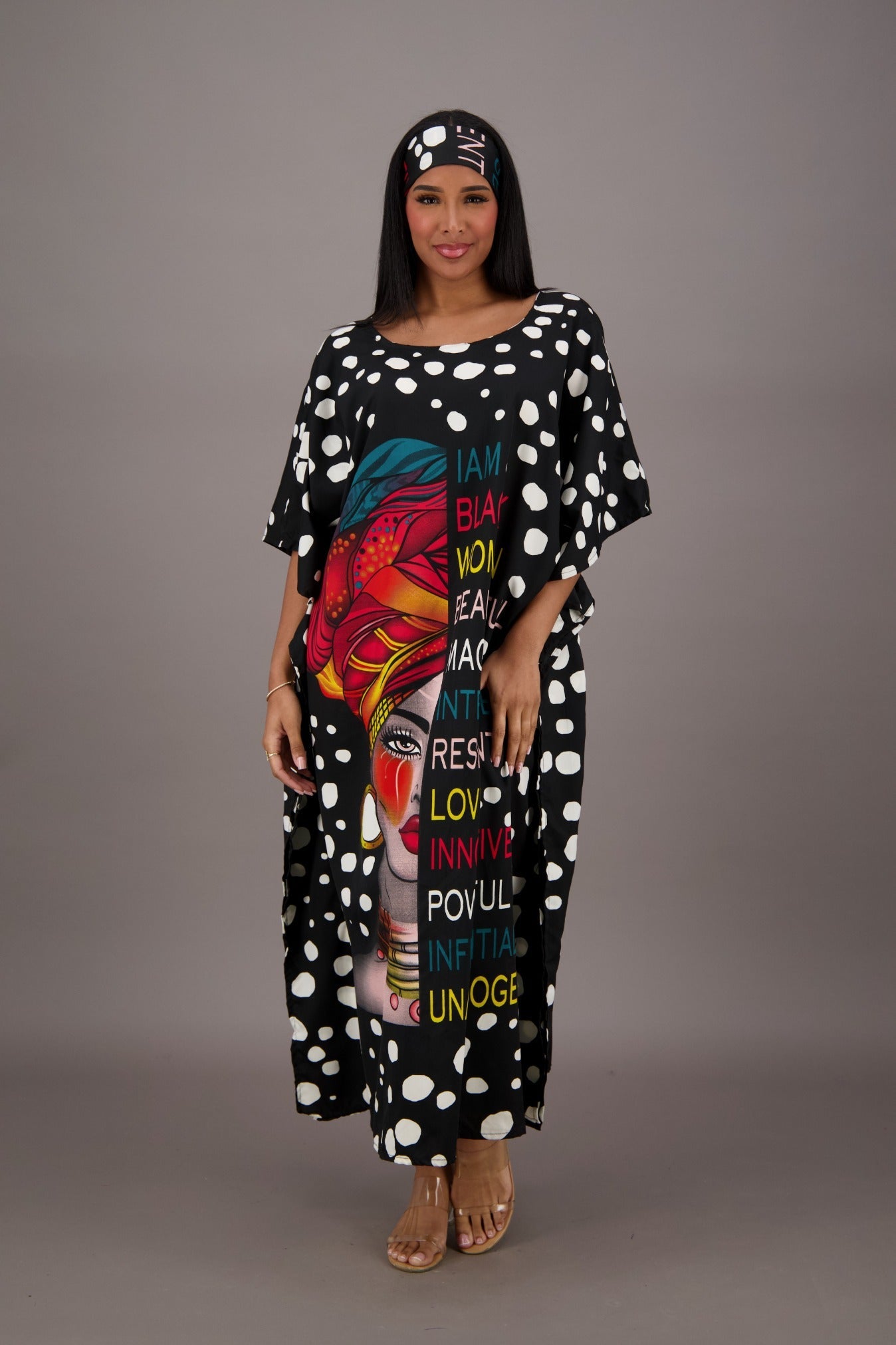 Polka Dot Empowerment Print Kaftan KAF-42204 - Advance Apparels Inc