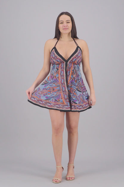 Halter Top Elastic Back Batik Dress PD-9727