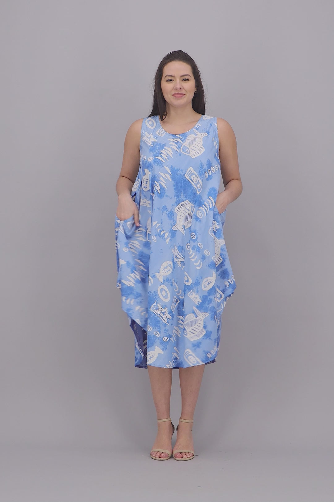 Fish Print Beach Dress Rayon 17146