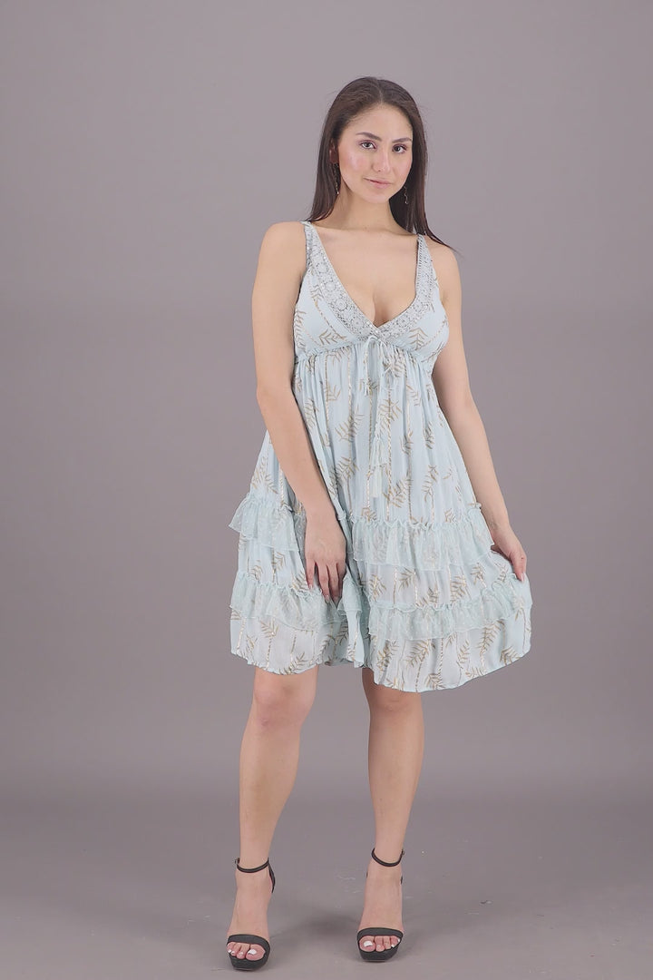 Golden Leafy Pastel Middy Dress 24927