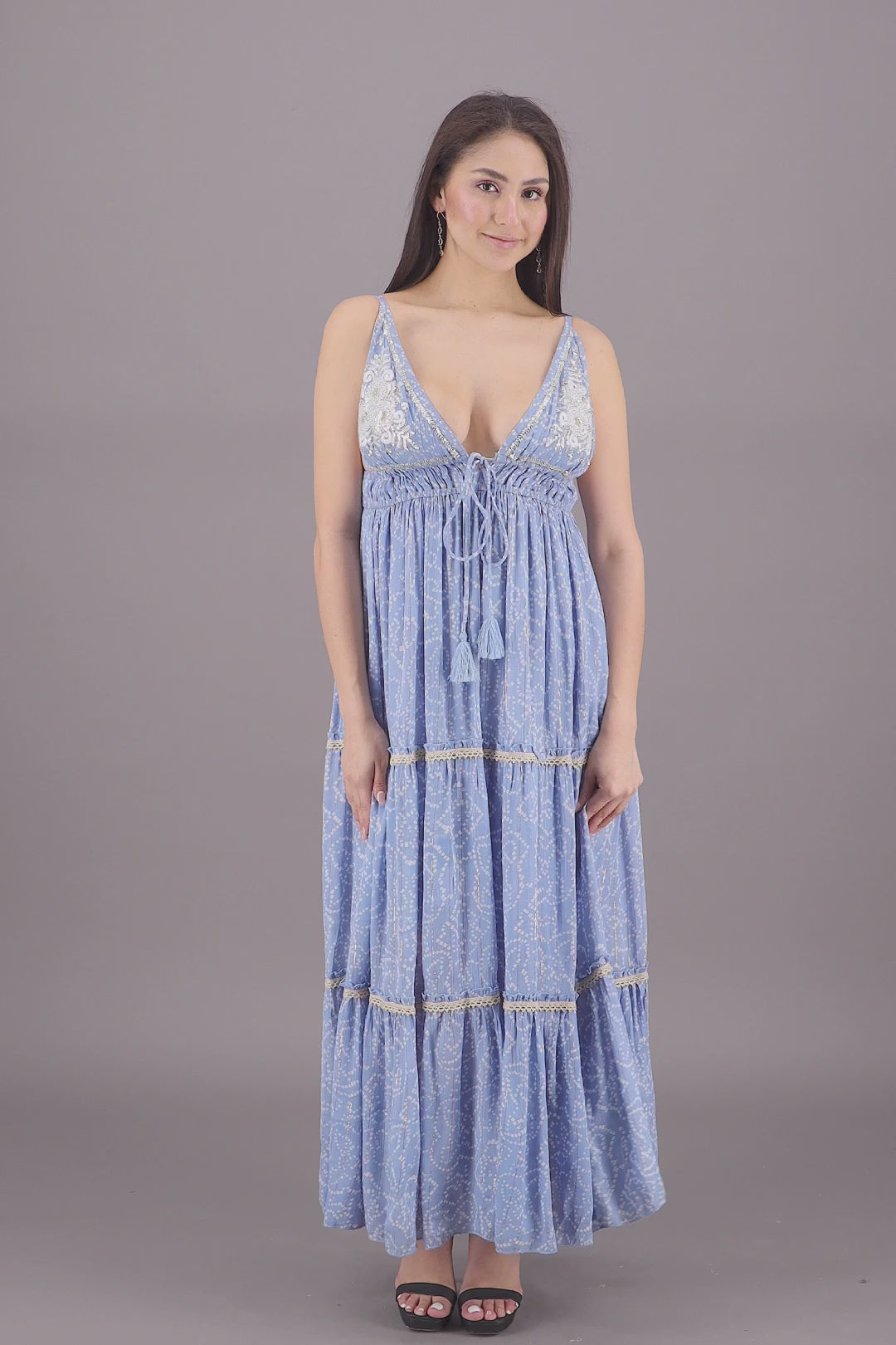 Boho Tiered Lurex Maxi Dress 24907