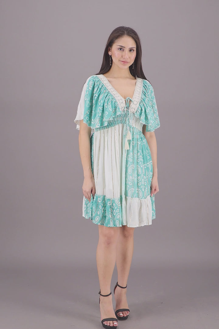 Pastel Flutter Sleeve Middy Dress 24929