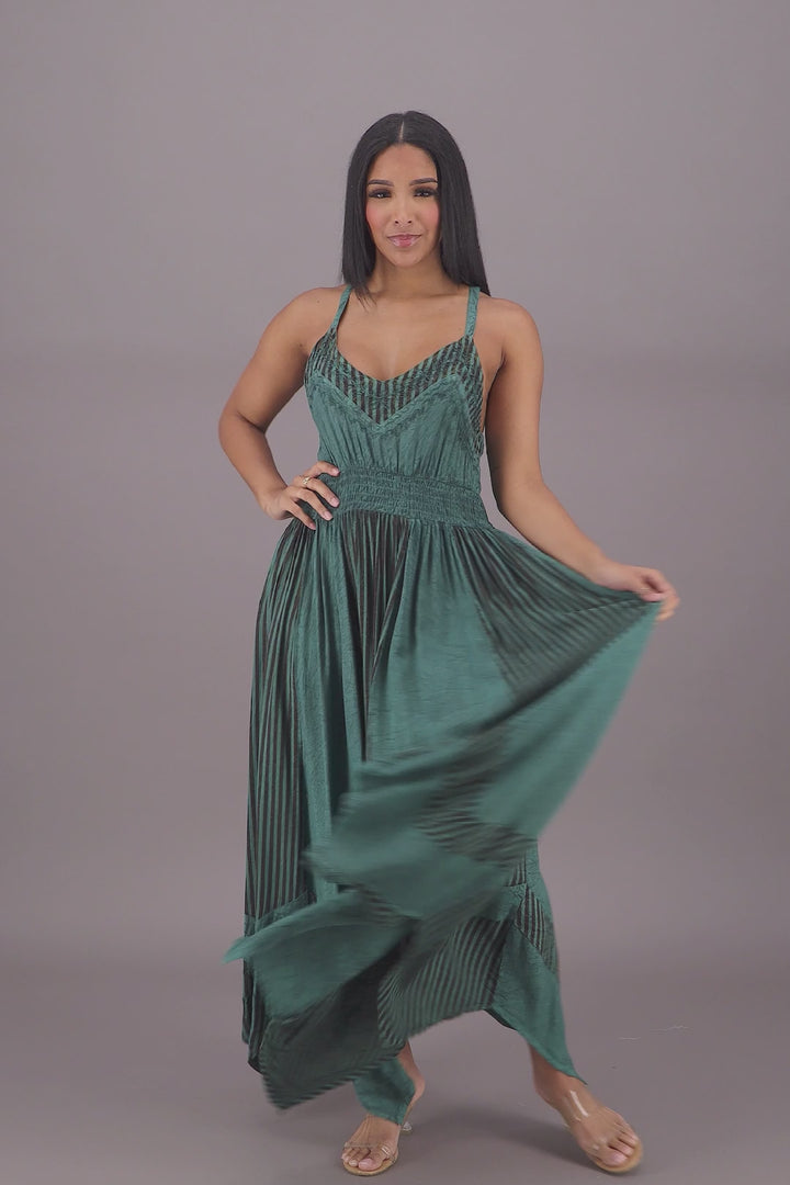 Regal Flair Acid Wash Maxi Dress ADL-24339