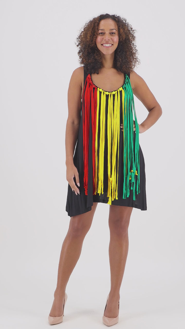 Black Rasta Fringe Dress R472